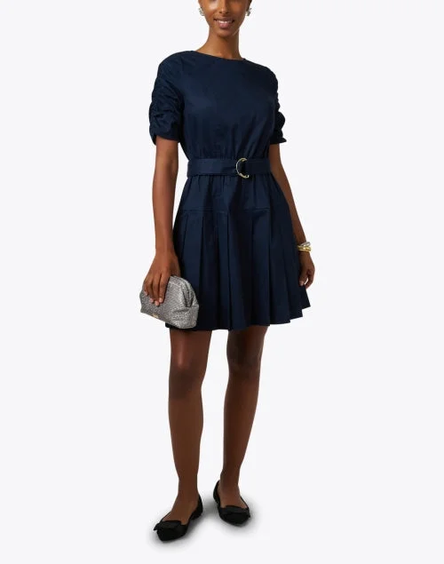 Lilith Navy Poplin Dress