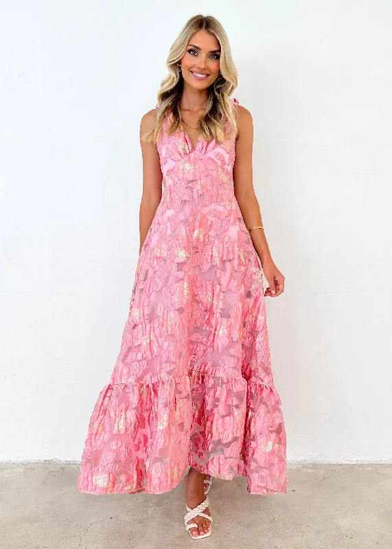 Lusion Maxi Dress - Candy Pink Jacquard