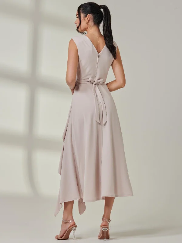 Wrap Front Frill Detail Maxi Dress, Dove