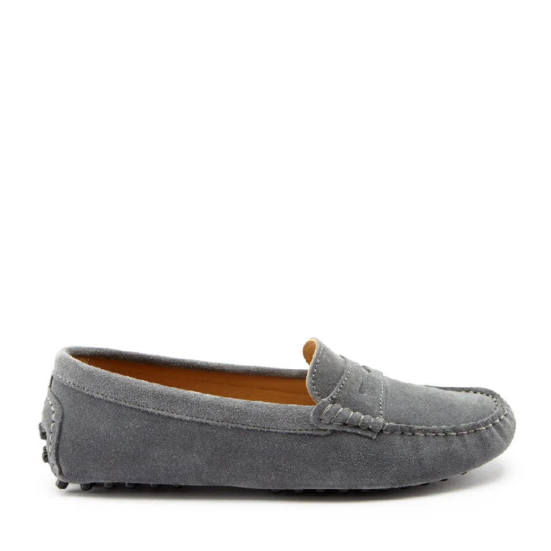 Women's Penny Driving Loafers, slate grey suede